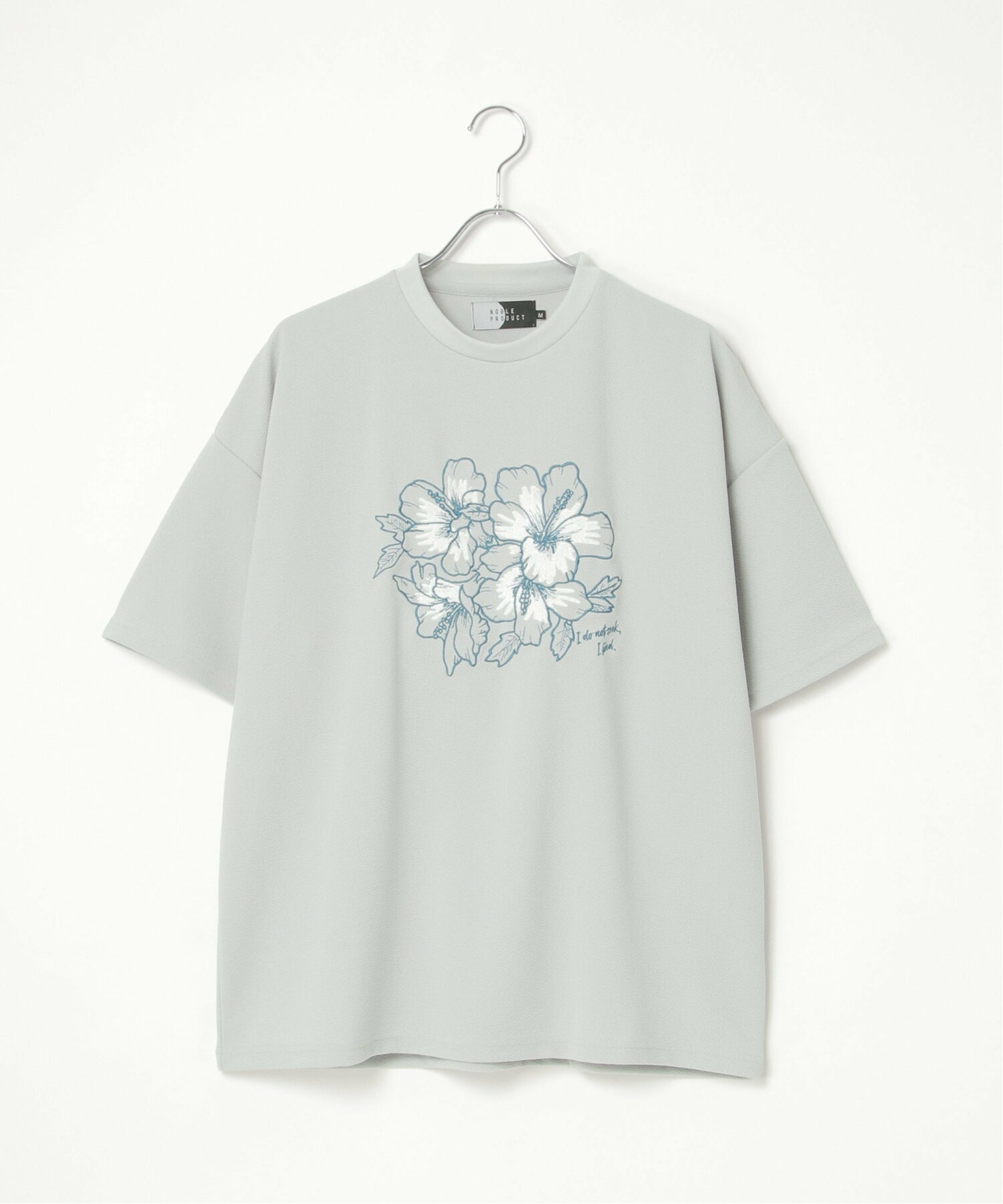 梨地花柄刺繍Tシャツ
